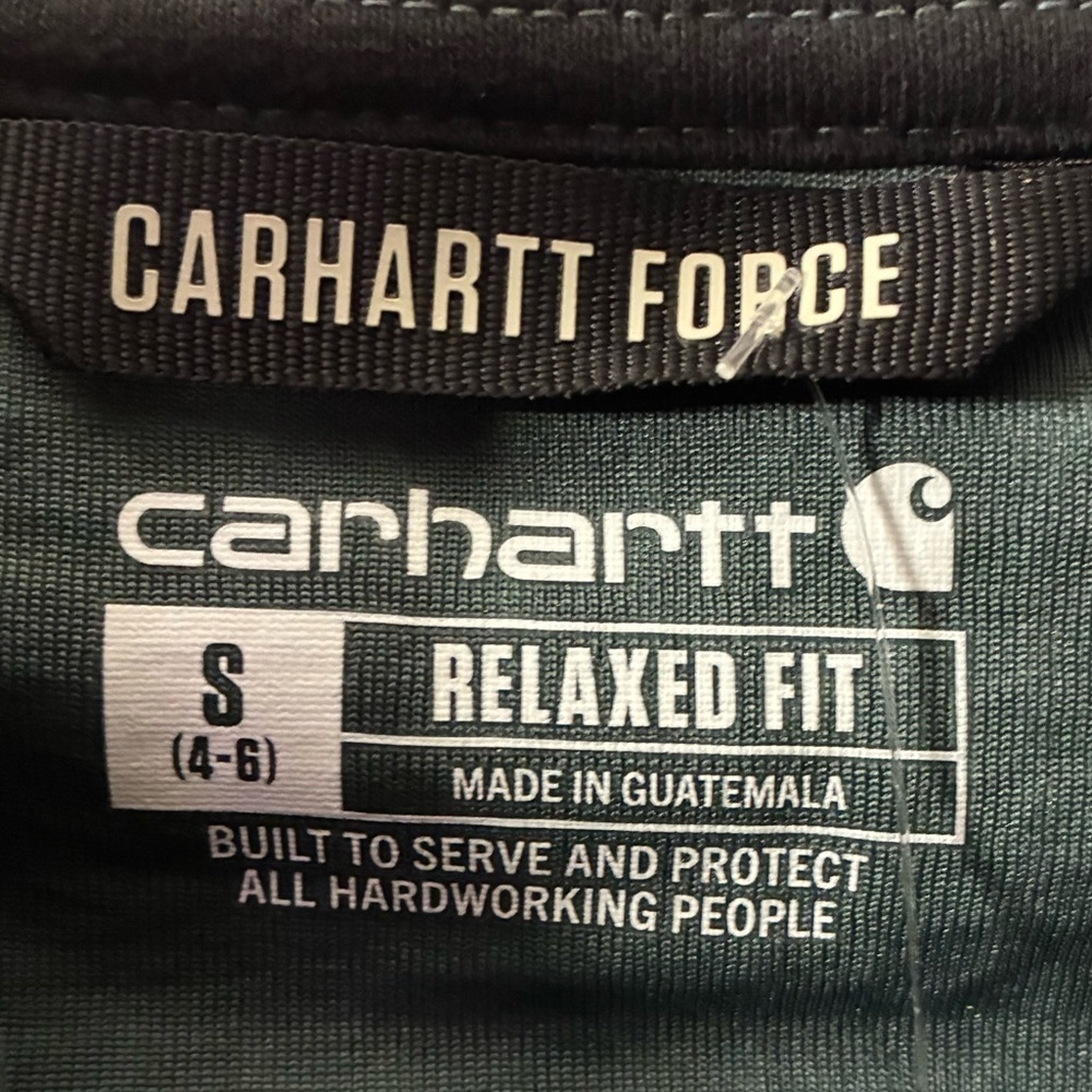 🆕Carhartt Women's Forest Green Force Relax Fit Half Zip Hooded T-Shirt S🆕 - Picture 11 of 15